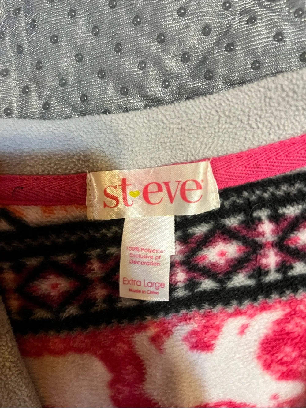 Women Two-Piece Pink Patterned & Light Gray Pajama Set
